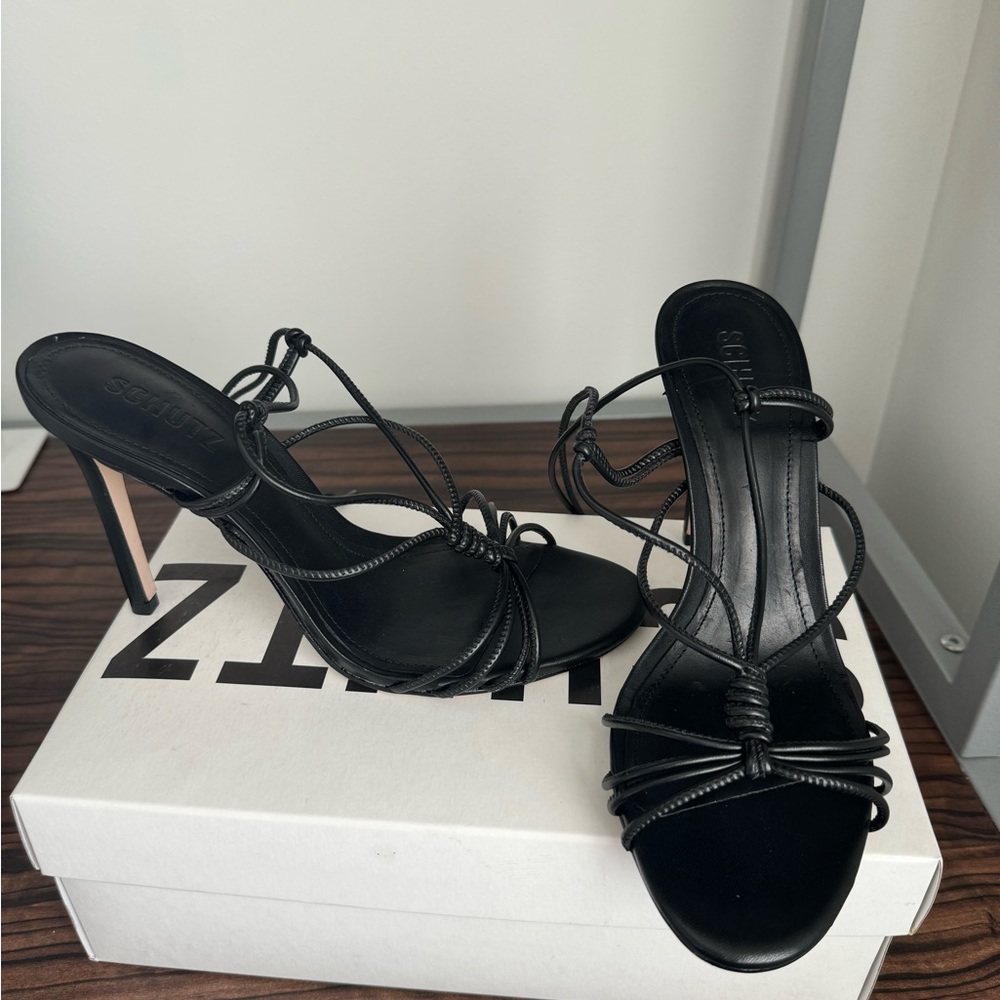 Schutz Black Faux leather sandals